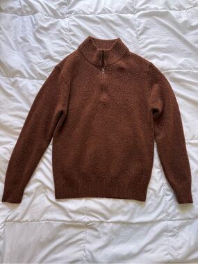 Uniqlo Men's Chestnut Brown Half-Zip Sweater